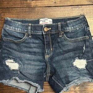 Abercrombie Kids Blue Jean Shorts Distressed Frayed Hem